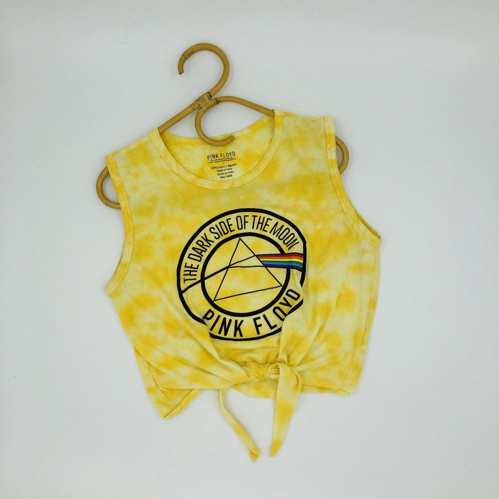 Vintage Pink Floyd Distressed Tie Dye Cropped Tank